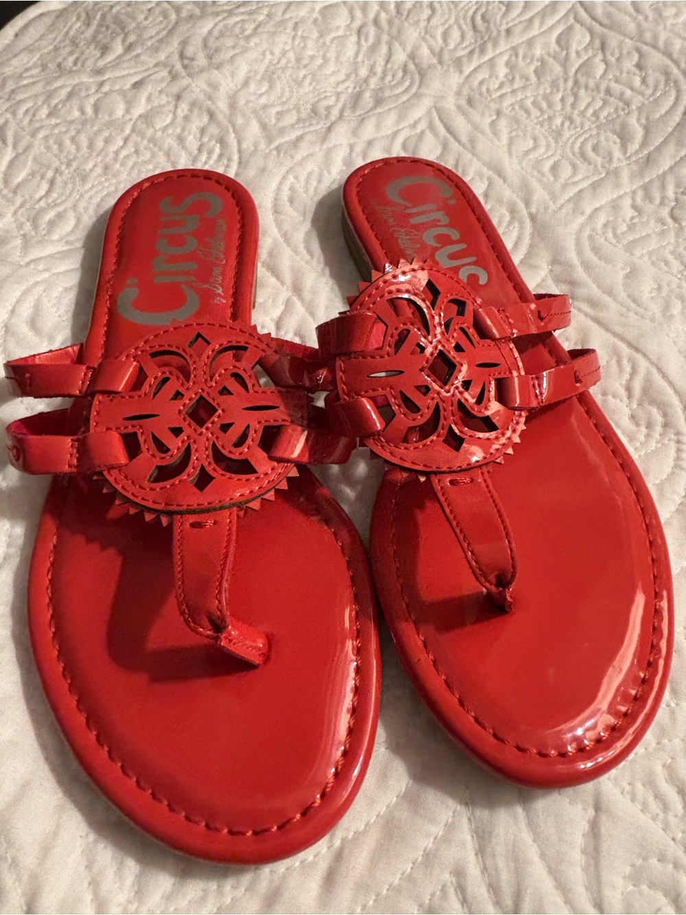 Circus by Sam Edelman Bright Red Decorative Thong Sandals